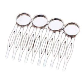 5 Pcs Silver Tone 10 Teeth Metal Side Comb Cabochon Setting Hairpin DIY Artcraft Project Decorative Comb Hair Pin